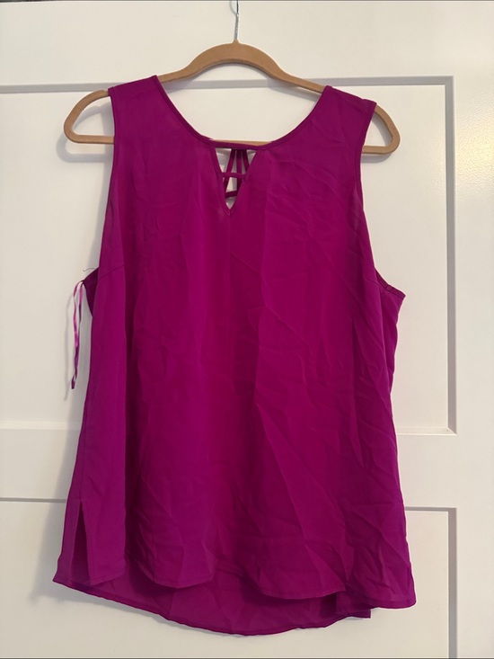 Skies Are Blue Tops - Skies Are Blue Magenta Sleeveless Camisole with Lattice Keyhole